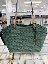 Michael Kors Jet Set Travel LG Chain Shoulder Tote MK Bag Moss Mousse