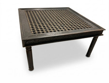 Large Antique Swat Valley Kohistani Tribal Dining Table 150cm Sq Carved Teak