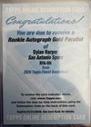 Dylan Harper Rookie Autograph Gold Parallel Redemption /50 Spurs