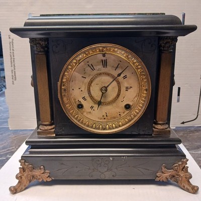 Antique Vintage 1900s Seth Thomas Wind Up Mantle Clock w/ Brass Lions