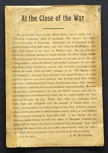 Antique SOUVENIR ENVELOPE for E W McINTOSH Photo / SULTANA Civil War Steamship