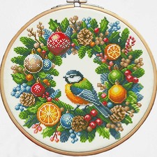 DIY Needlepoint Kit New Year's wreath Cross-Stitch Craft Set and beaded