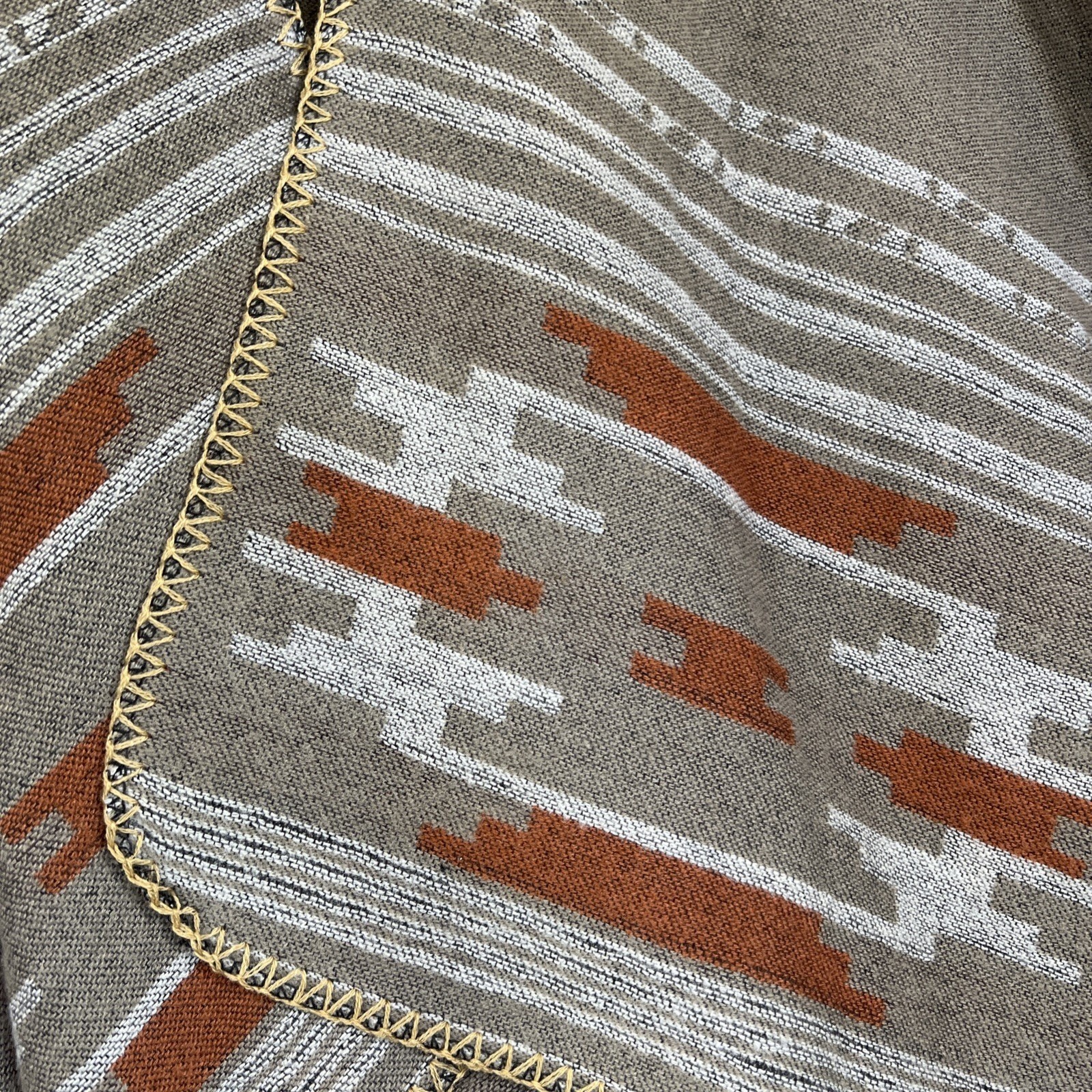 Urban Coco Southwestern Shawl Wrap Open Front Poncho Cape One Size Tan Rust Boho image 5