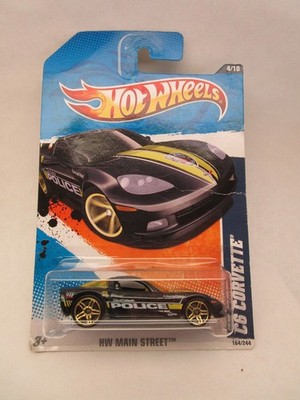 2011 Hot Wheels #164 HW MAIN STREET * C6 CORVETTE * CITY OF LAFAYETTE POLICE BLK