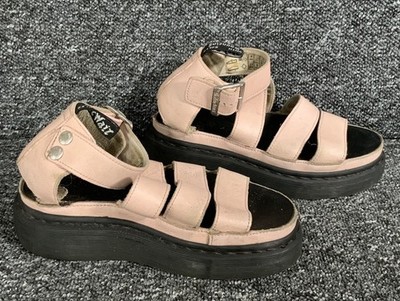 Dr. Martens Clarissa II Quad rosa Leder Sandalen, Größe 4 UK, hüpfende Sohlen