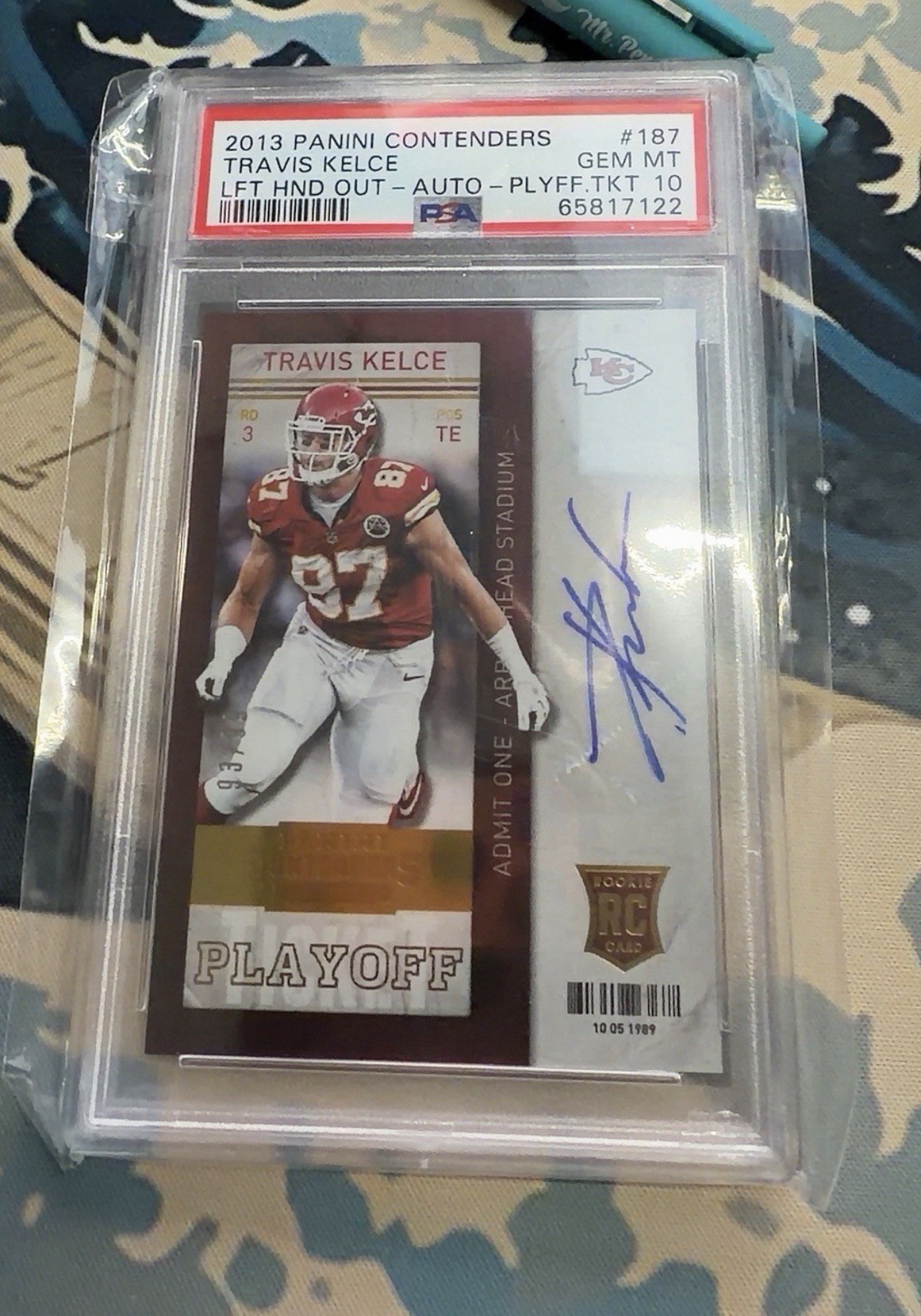 Travis Kelce Panini Contenders #187 Playoff Ticket