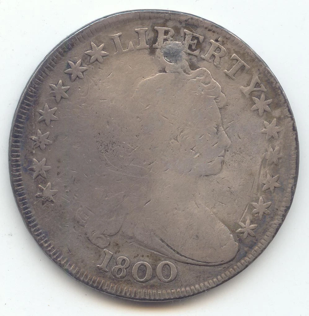 1800s USA Coin Silver 一山 Reading Glasses 1800 Year Uncertified US Early Dollar Coins (1794-1804) for sale