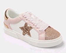 Art Class Girls Kaitlyn Court Sneakers Low Top Lace Up Glitter Shoes Size 5 New
