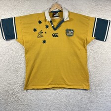 Vintage Canterbury Australia Wallabies Rugby Jersey Shirt Mens 2XL Y2K 2003 Gold