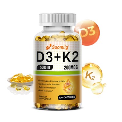 Vitamin D3-Kapseln 5000 I.E + K2 Mk7 200 Mcg   Knochen- Und Muskelgesundheit