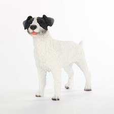 Image of Jack Russell Terrier Figurine Hand Painted Statue Black/White Rough