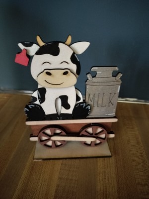 Milk Cow TRAIN CAR TIERED TRAY DECOR RUSTIC FARMHOUSE  HAND PAINTED KITCHEN 