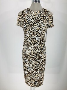 leopard print cold shoulder dress