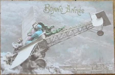 Mastroianni Artist Signed Clay 1913 Rppc Postcard, Fantasy Aviation Art Nouveau