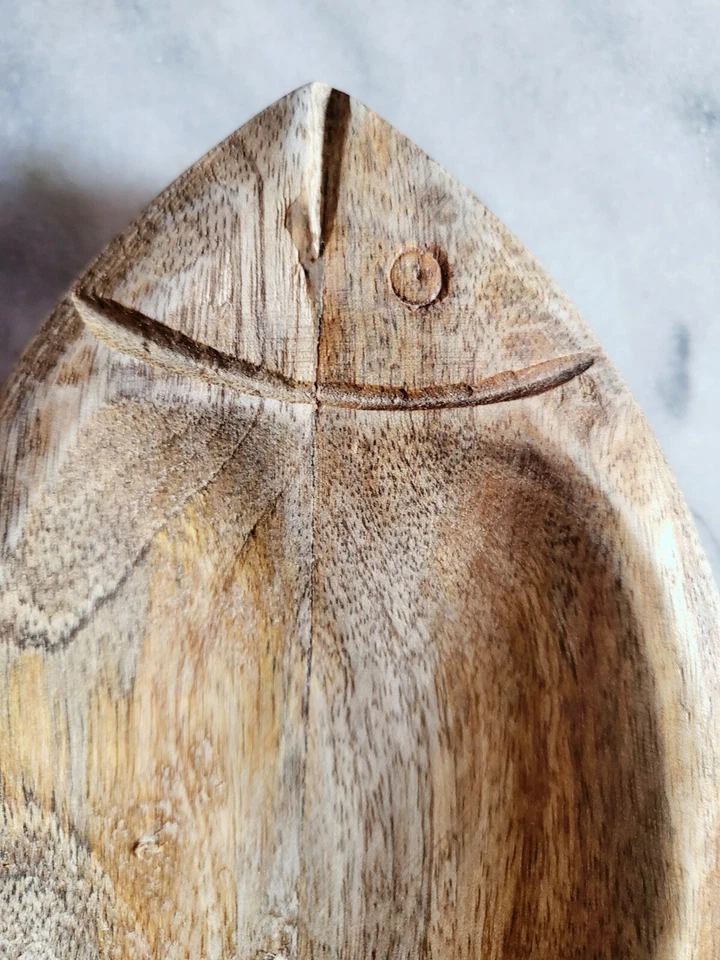 Coastal Carved Fish-Shaped Mango Wood Small Serving Tray-8" x 4.5" x 1" - Image 3 of 4