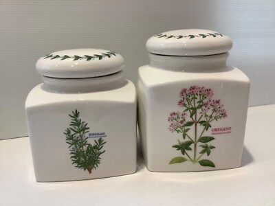 Maxwell & Williams Canister with Lid Fragrant Garden Thyme & Oregano  12 cm H