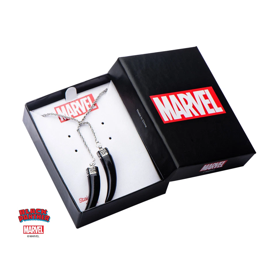 Collar de dos garras de acero inoxidable pantera negra con licencia para dama Foto 4 de 4