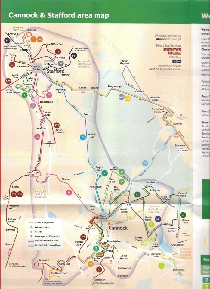 Bus Timetable & Route Map Chaserider Stafford Area "Lockdown 3