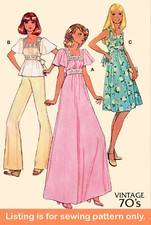 SEWING PATTERN Womens Clothes 70s Peasant Top Maxi Dress Sundress Plus Size 8258