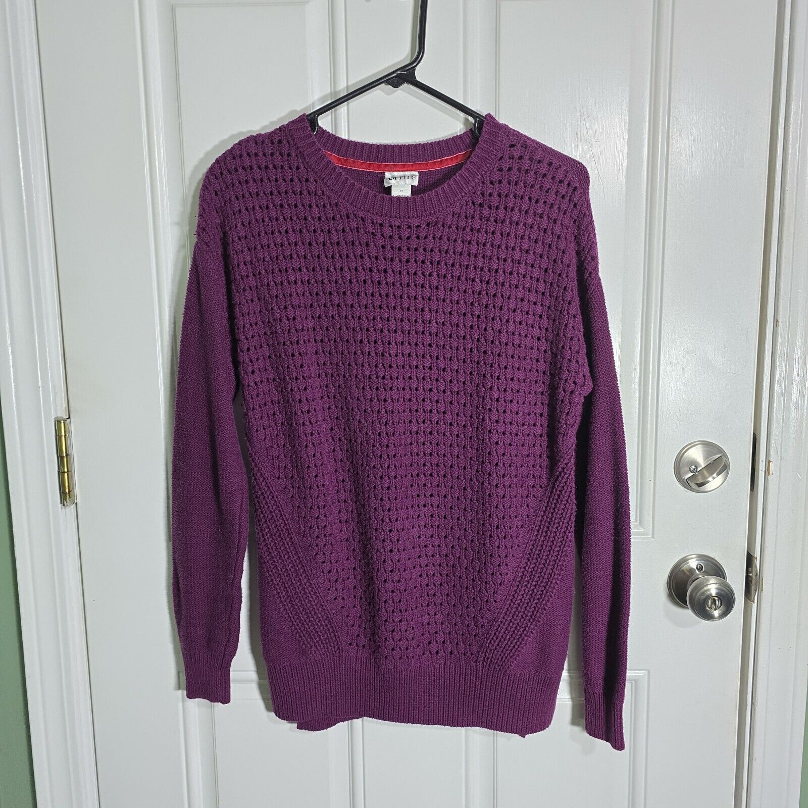 Stylus Womens Medium Purple Long Sleeve Pullover Crewneck Knit Sweater