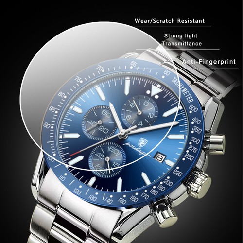 Mens Quartz Watches 3 ATM Waterproof Steel Strap Multifunction Date Wristwatches - Picture 11 of 25