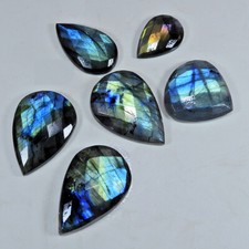 NATURAL MULTI LABRADORITE CHECKER CUT PEAR CABOCHON GEMSTONE WHOLESALE LOT AP392