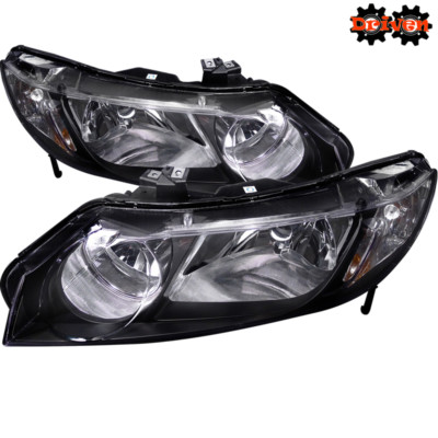 06-11 Honda Civic 4dr FA FG Sedan Black Housing Headlights W/amber