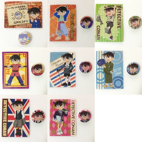 8 pcs card + badge set Detective Conan Case Closed Kudo Shinichi Jimmy anime