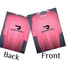 DoorDash Front  Back Food Delivery Driver NEON PINK Short Sleeve 2XL Shirt RARE