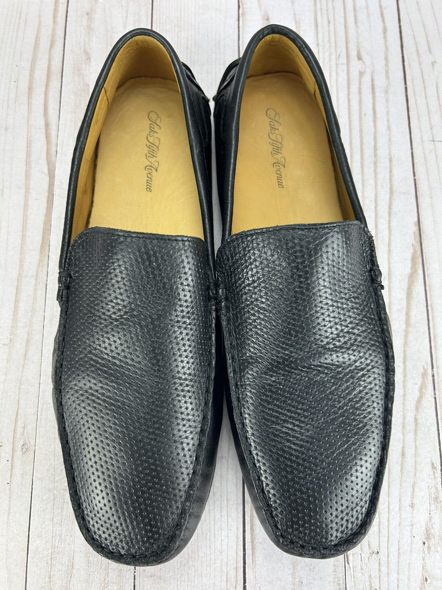 Saks Fifth Avenue Driving Shoes Perforated Slip On Black  display picture 3