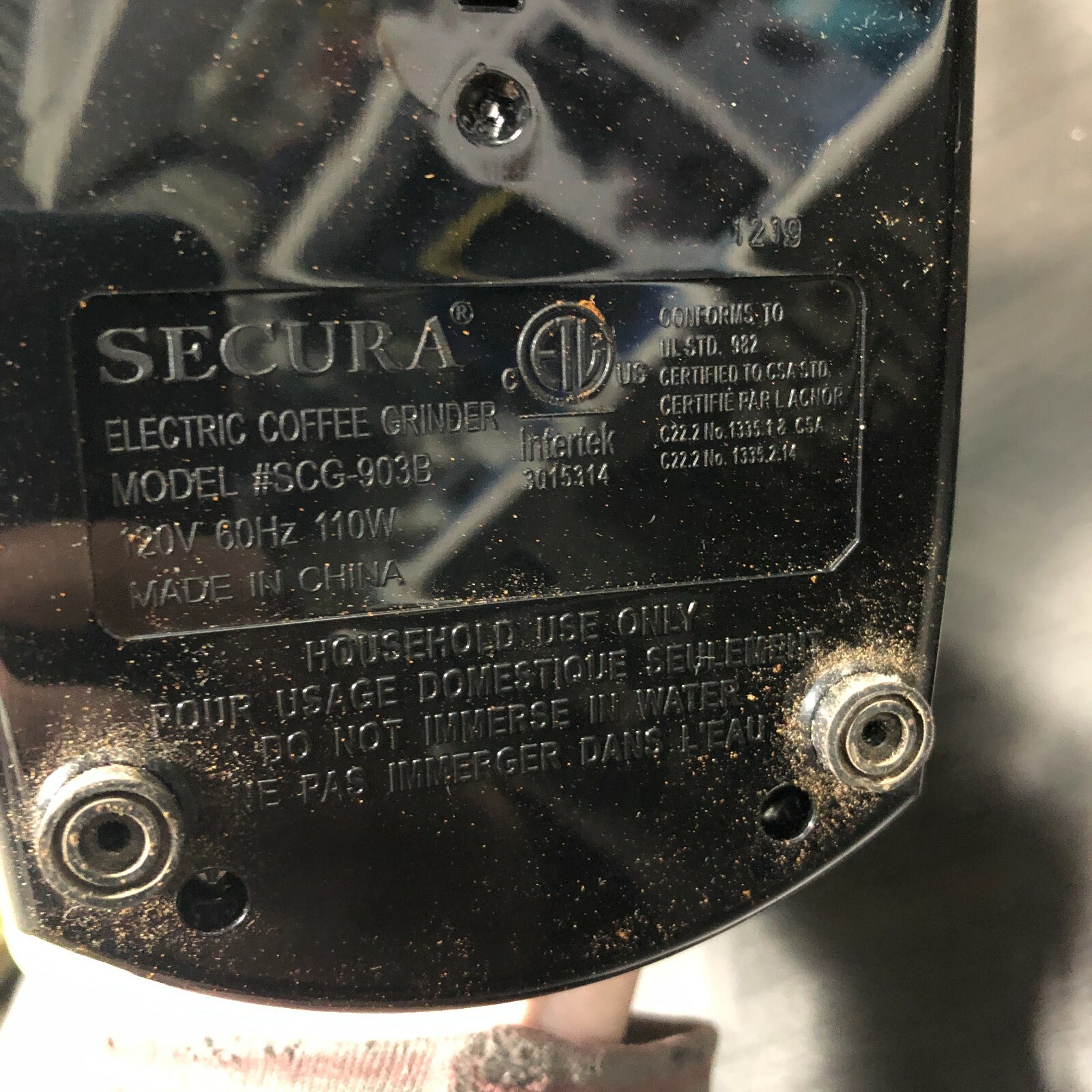 secura automatic burr coffee grinder model scg 903b