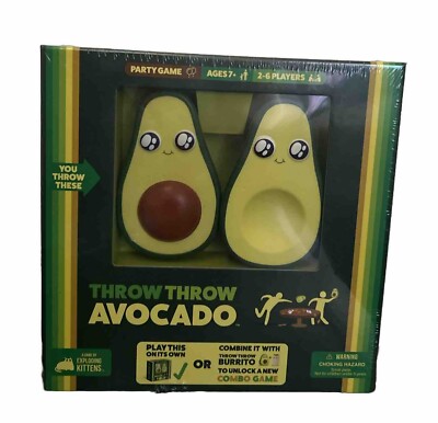 Brand NewExploding Kittens Throw Throw Avocado Card Game With Flight Suit Ages 7