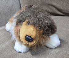 Fao Schwarz Rough Collie Plush Bean Bag 11" Black Brown Dog Puppy Lassie