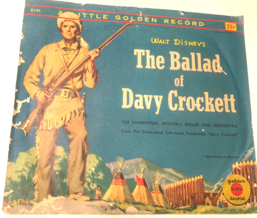 Walt Disneys The Ballad Of Davy Crockett 7" 6" Record 45 & Picture Sleeve yellow