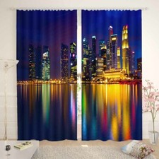 Blue Yellow Aperture 3D Curtain Blockout Photo Printing Curtains Drape Fabric