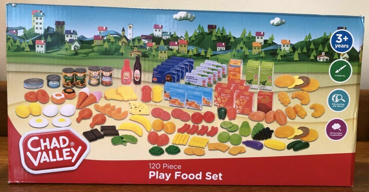 Chad Valley PLAY FOOD SET 120 Pieces Age 3+ Shopping Toy Gift Kit New