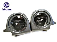 Mutazu Rough Black Lower Vented Fairing 6.5" Speaker Pods for Harley Touring 