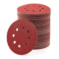 50 PCS 5 Inch 125mm Orbital Sanderpaper Hook & Loop Sanding Disc 180 Grit 8 Hole