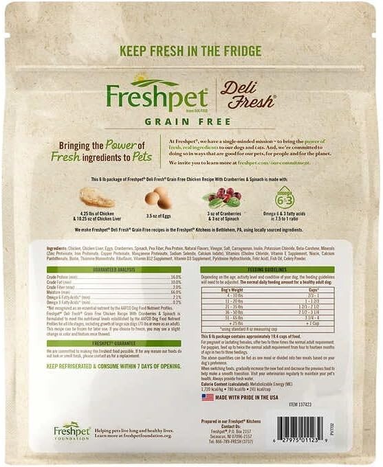 Freshpet Select Deli Fresh Chicken Recipe with Cranberries & Spinach ...