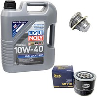 MotoröL Set 10W-40 5 Liter + ÖLfilter SM 118 + Schraube FüR Opel Renault Volvo