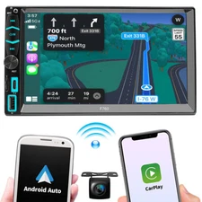 7" Double DIN GPS Car Stereo Wireless Android Auto &CarPlay,Bluetooth+camera