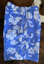 Mens XL Hawaiian Surf Ave Blue Floral swim Trunks