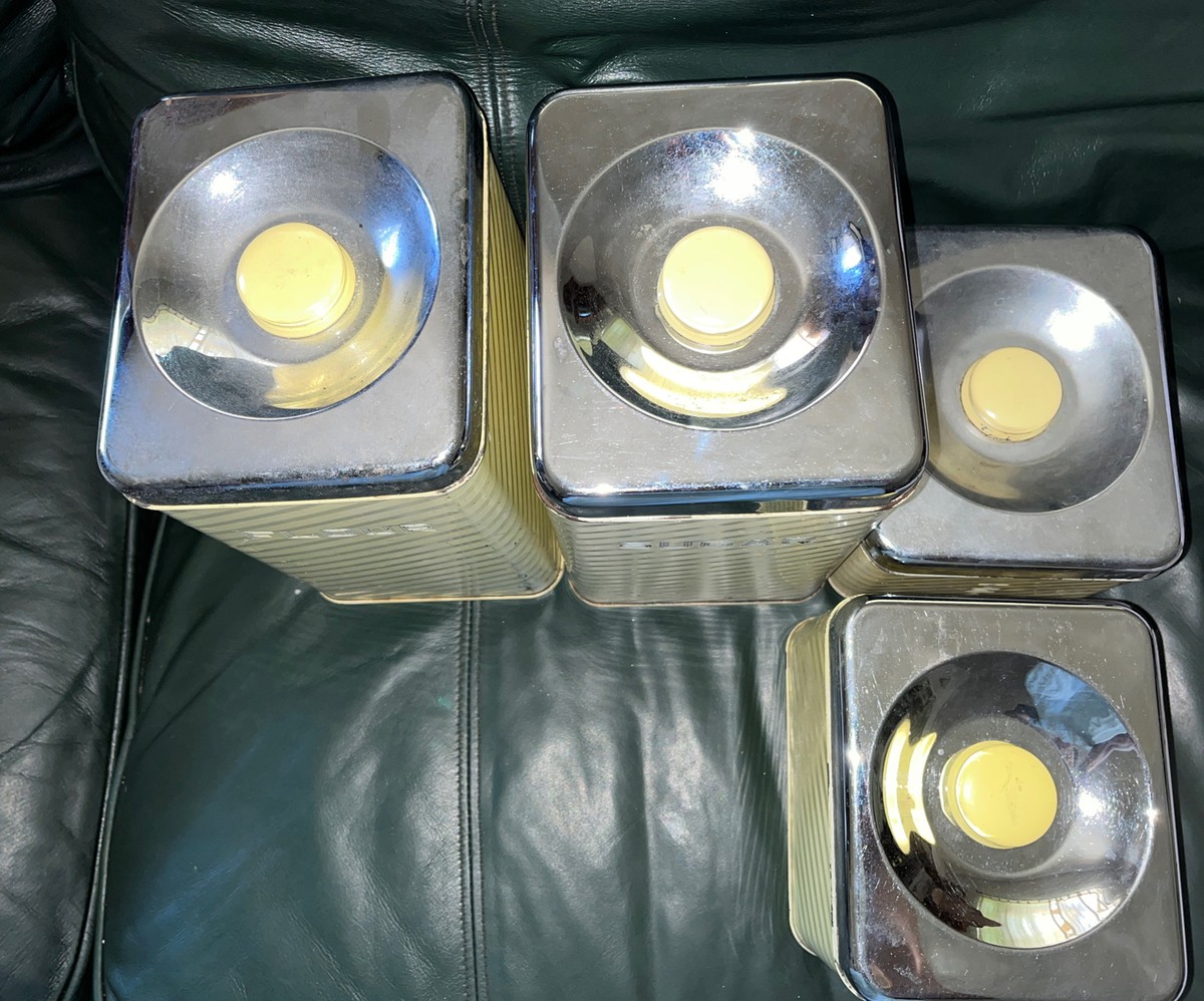 VTG Kitchen Canisters Set Of 4 Lincoln Beautyware Metal Pale