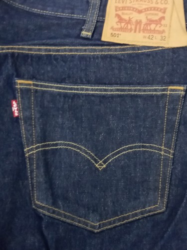 Levis Jeans 501XX Mens Size 42x32 Blue Dark Button Fly Straight Leg Pre-owned - 第 12/17 張圖片