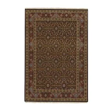 4'x6'2" Navy Blue Herrita Wool and Silk Hand Knotted 250 KPSI Rug G65122