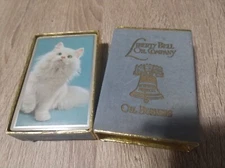 Vintage Liberty Bell oil Co. burners Persian cat advertising playing cards