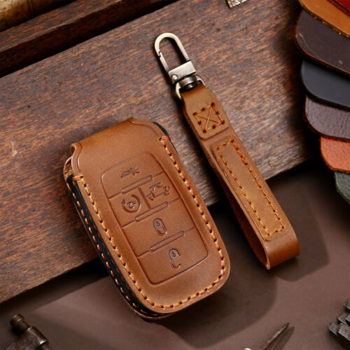 Leather Remote Key Cover Case Holder Shell For 19 20 Dodge RAM 1500 2500 New - Photo 1 sur 6