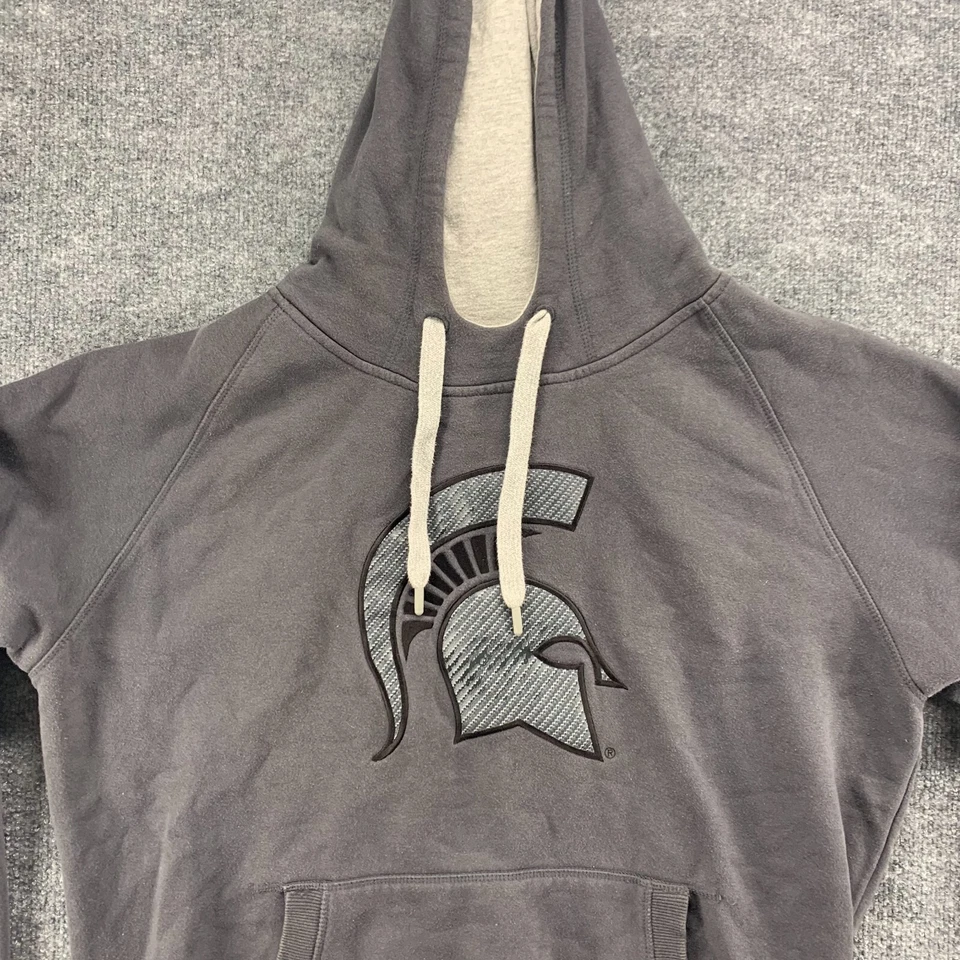 Michigan State Spartans Hoodie Mens Large Gray Antigua Sweatshirt Pullover Logo - Image 3 of 4