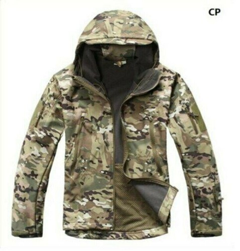 Giacca tattica militare uomo pelle di squalo soft shell cappuccio cappotto pantaloni impermeabile @@ - Foto 22 di 24