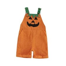 Toddler Baby Boy Halloween Overalls Outfit Pumpkin Devil Face Romper 4-5T Orange